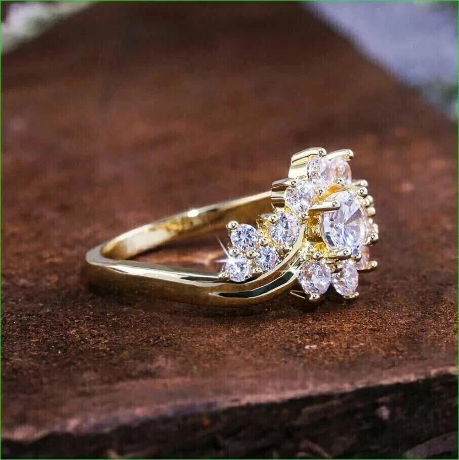 2Ct Round Cut Lab Created Moissanite Engagement Ring 14K Yellow Gold Plated