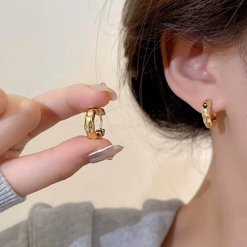 Hammered Hoop Earrings Chunky Huggie Earrings for women girls EA150