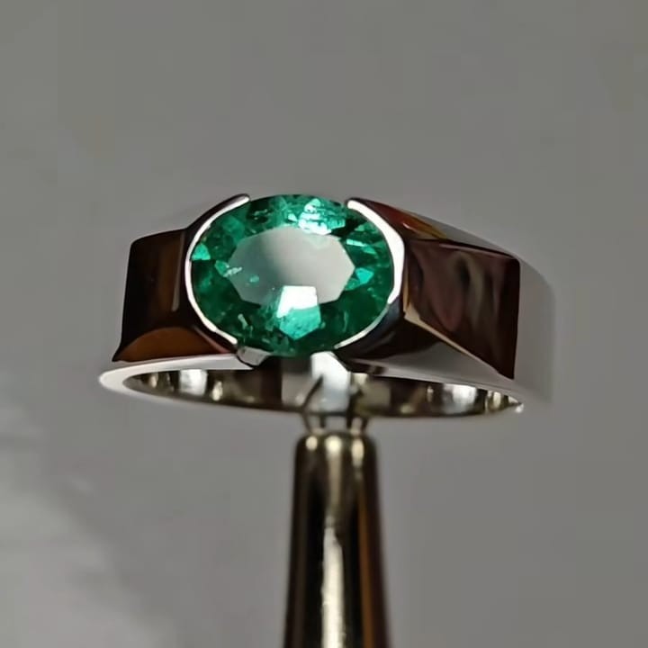 East-West Set 1.65Ct Lab-Created Emerald Solitaire Ring 14K White Gold Plated