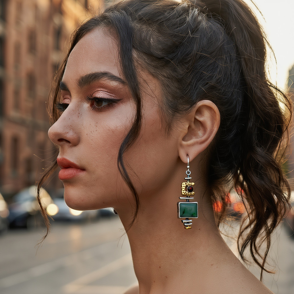 Boho Turquoise Drop Earrings Set 2 Pairs Silver Gold Tone Stone Dangle Gift