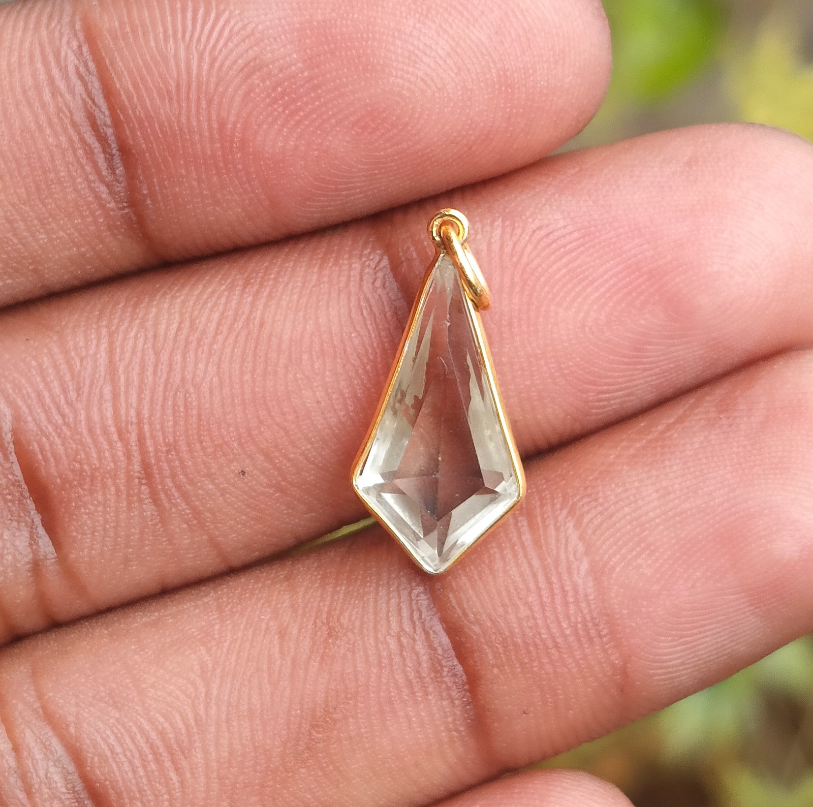 Natural Green Amethyst Gold Charm Pendant – 18k Solid Gold Handmade Jewelry