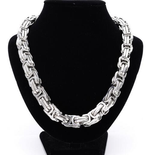 8.5mm 24” Pure Stainless Steel Men’s Huge Byzantine Link-chain Necklace Silver
