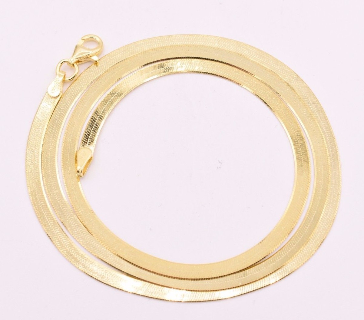 3mm Flexible Herringbone Chain Necklace 14K Yellow Gold Plated Silver 925 Italy