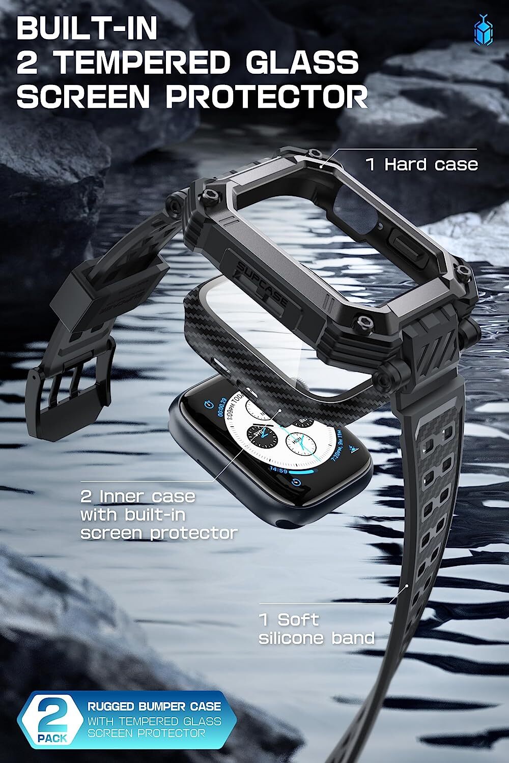 SUPCASE Screen Case Wristwatch Bands For Apple Watch 8/7/6/5/4/SE [45/44mm]