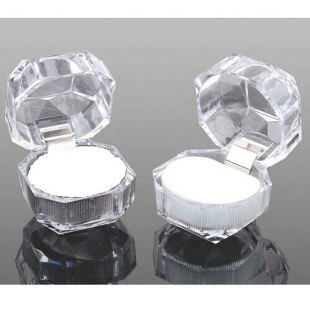20/40 PCS Plastic Transparent Crystal Lots Jewelry Ring Display storage boxes