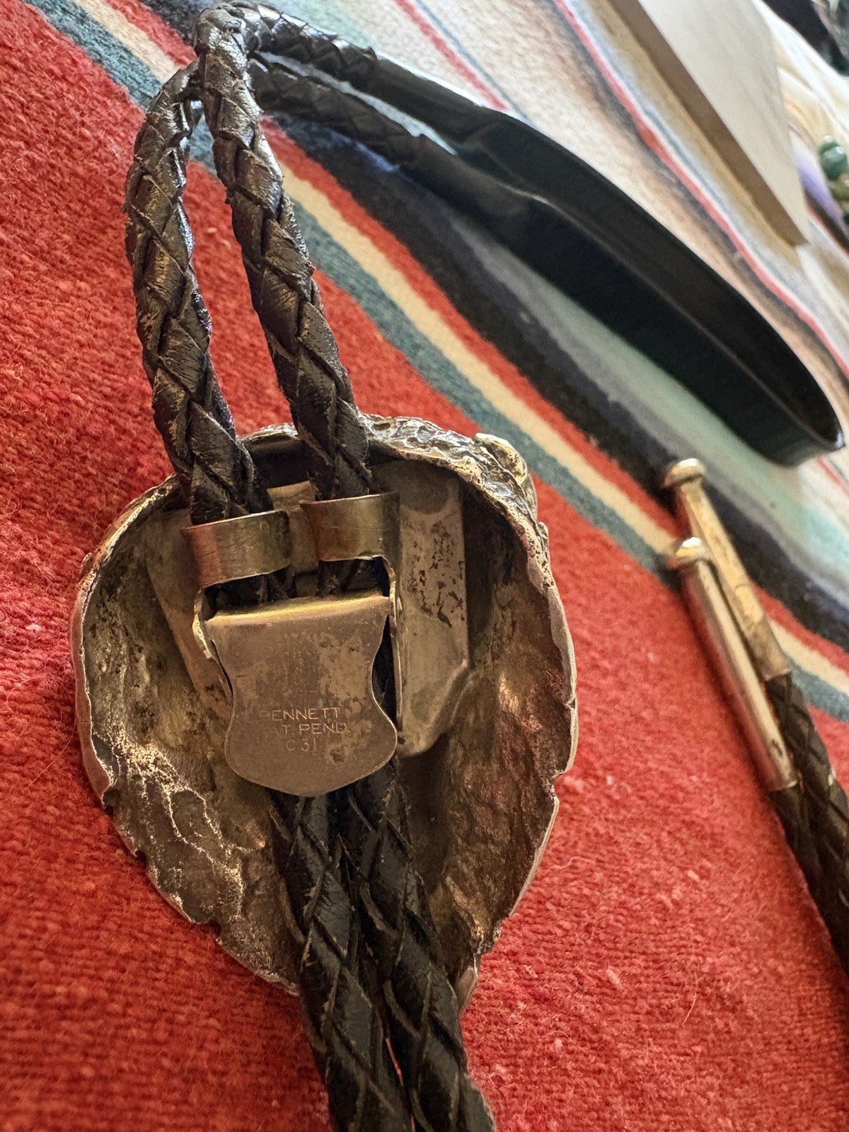 Buffalo Head Bolo Tie-Solid Cast Silver with Turquoise eyes