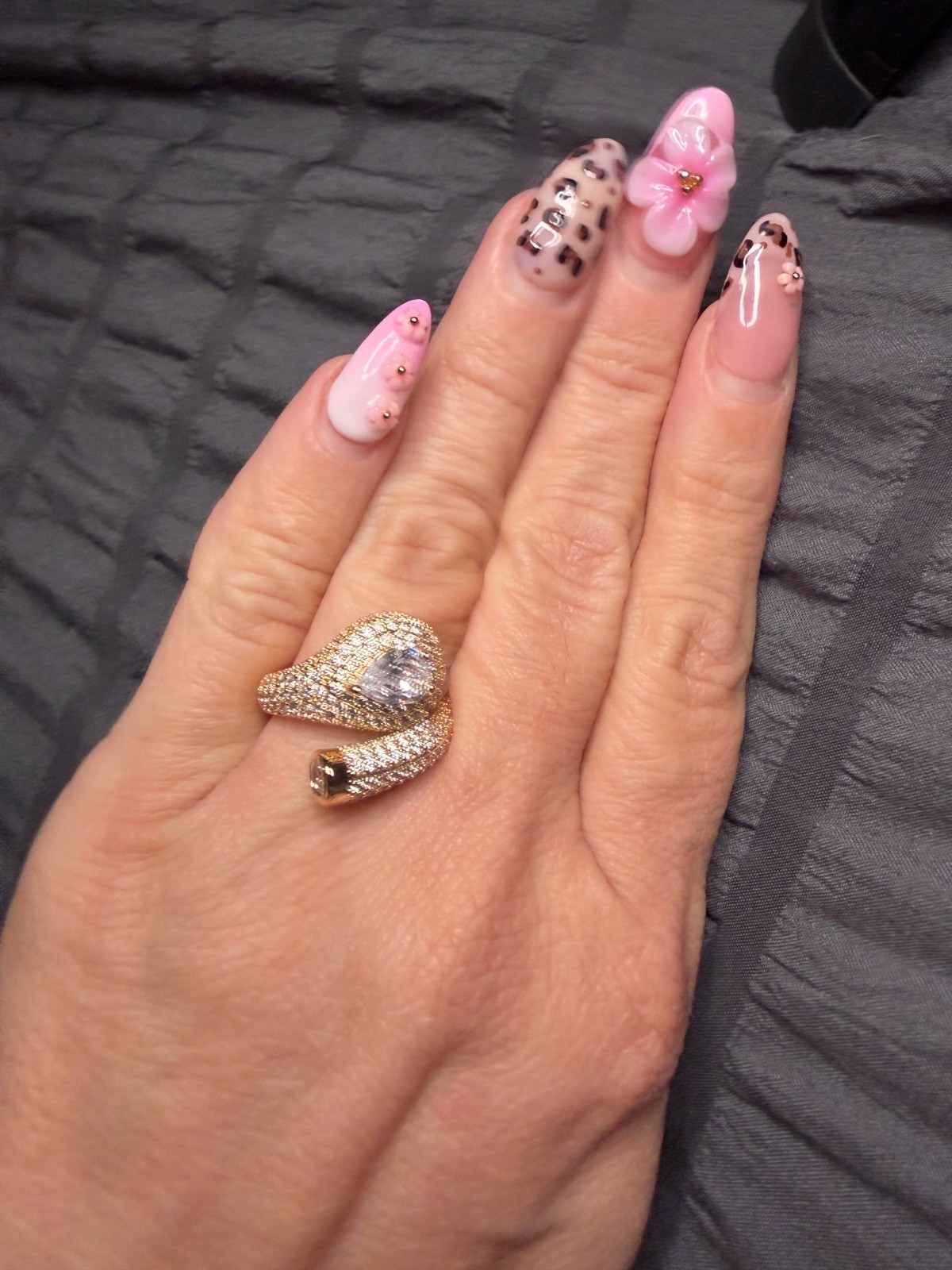18K Gold Filled Snake Wrap Ring | AAA CZ Size 7 (adjustable)