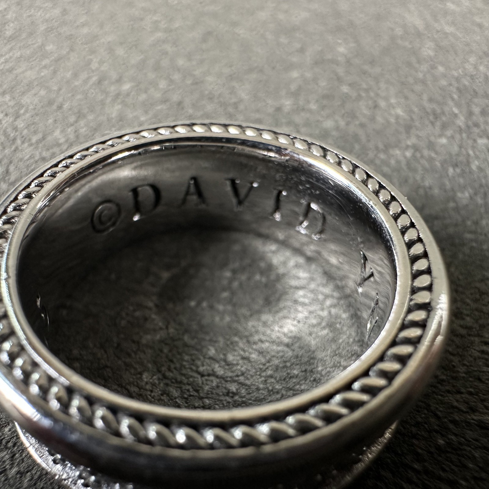 David Yurman 8.5mm Three Row Band Ring 925 Sterling Silver Pavé Diamonds Size 7