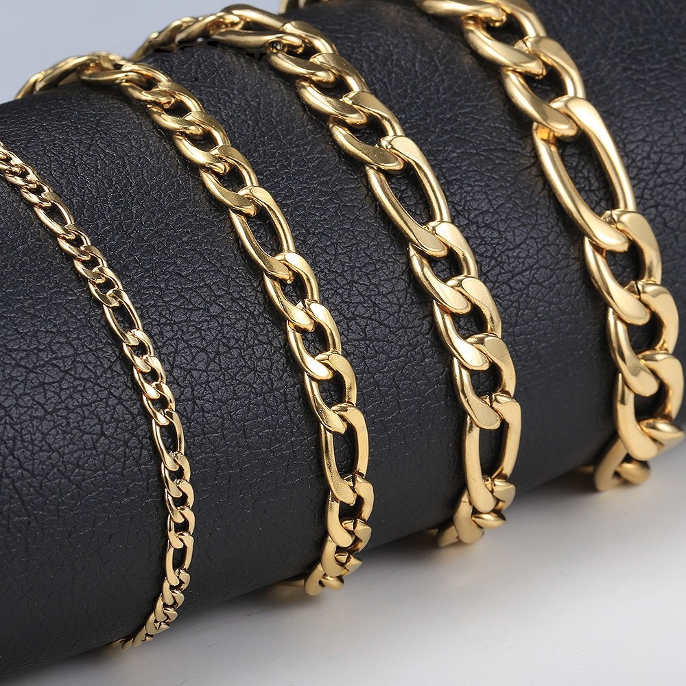 Stainless Steel Figaro Chain Lobster Bracelet 7″-10″ Men Women 3-12mm N71