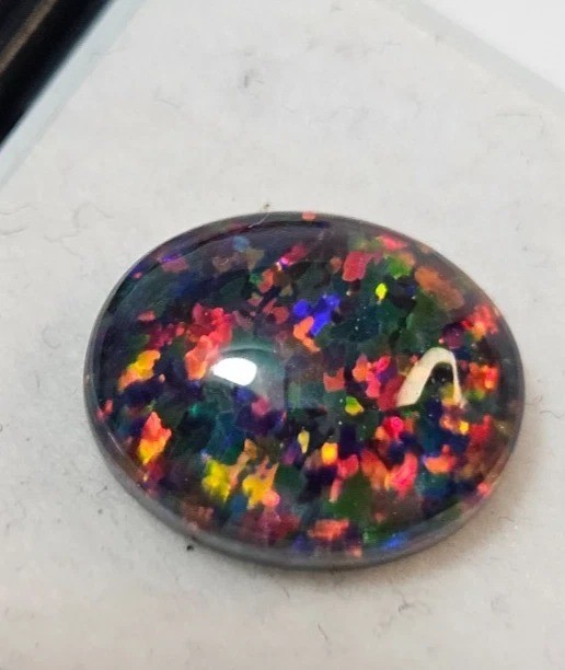 Australian Black Natural Fire Opal 9-10 Ct Oval Cabochon Loose CertifiedGemstone