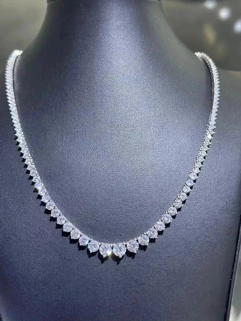 18Ct Round Cut Lab Created Diamond Women’s Tennis Necklace 14K White Gold Plated