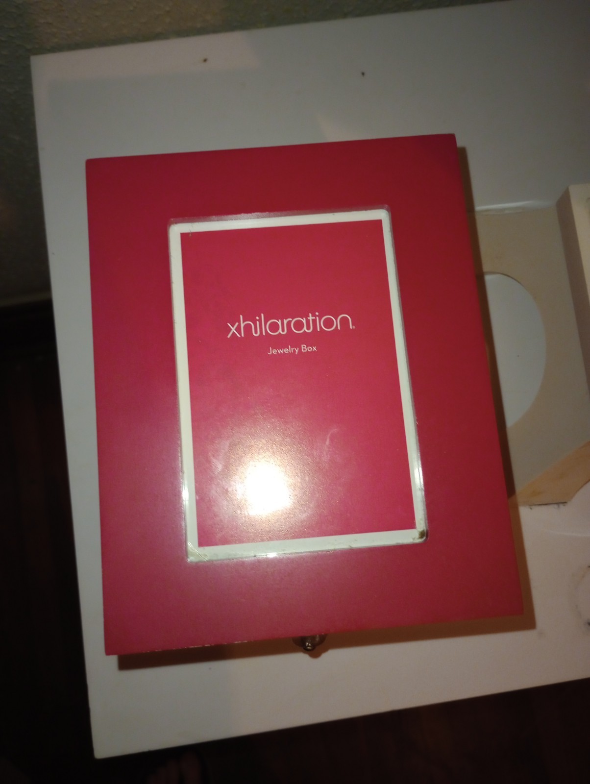 Xhilaration Pink Wooden Jewelry Box Mirror Lined 2 Drawers Butterfly Theme