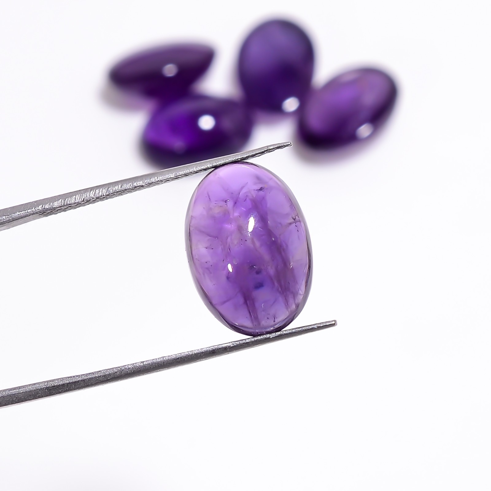 Natural purple Amethyst Oval Shape Gemstone Cabochon 5 Pc Lot 29.5 Cts 14X10X5mm