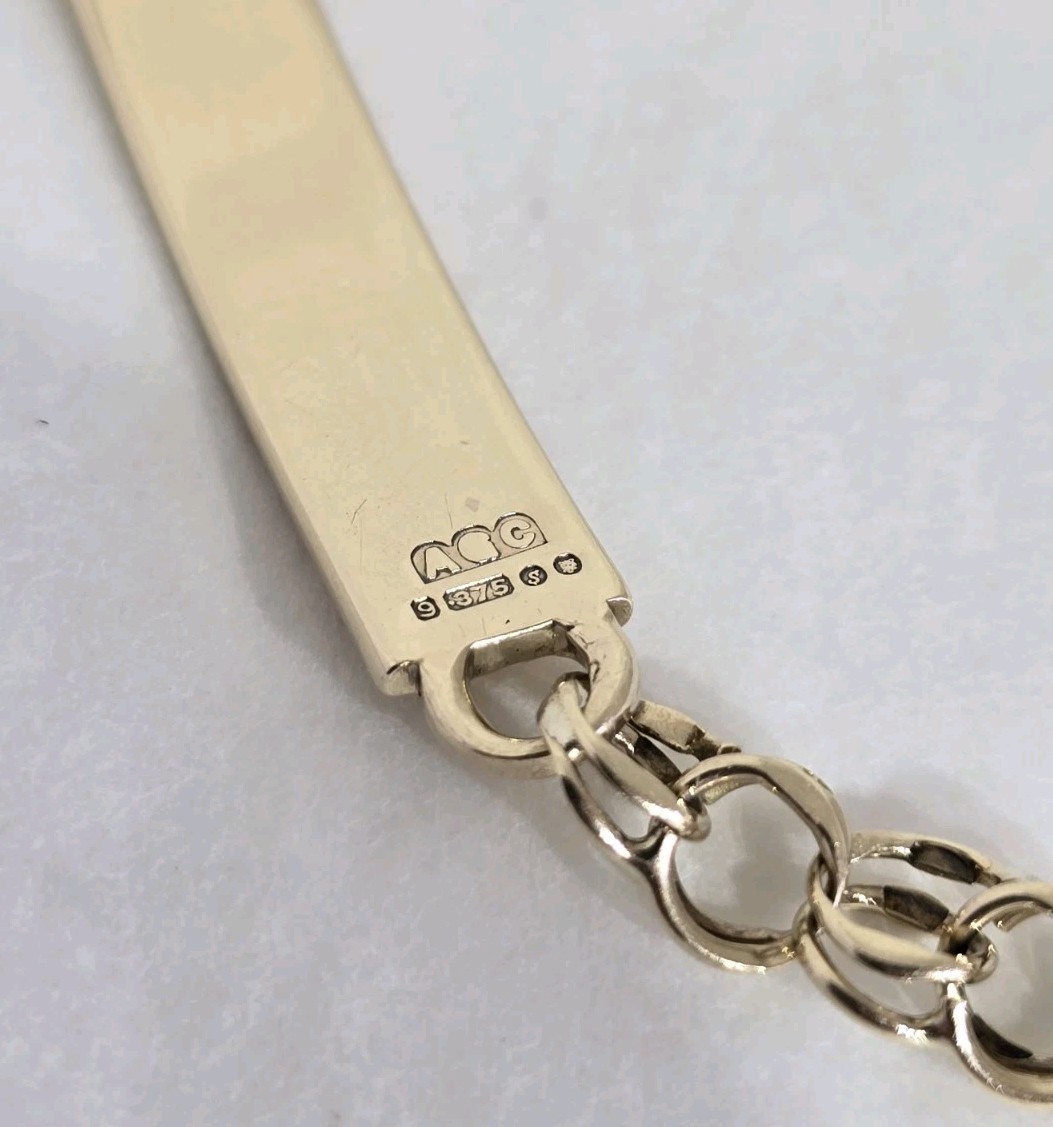 9ct Solid Yellow Gold ID ( Identification ) Bracelet. London 1973. By A G C .