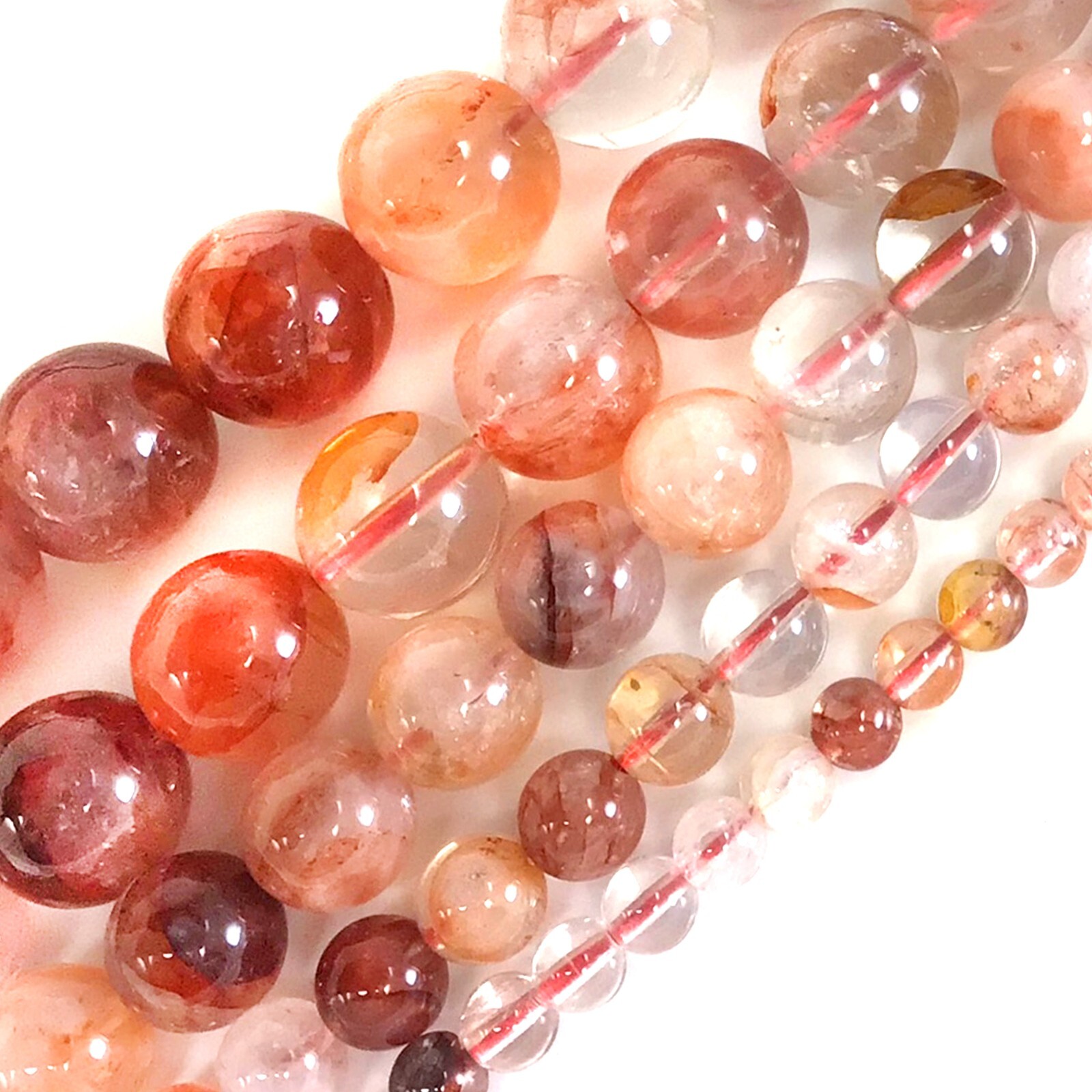 Natural Fire Quartz Smooth Round Loose Bead 15″ Strand Jewelry Making 4 6 8 1012