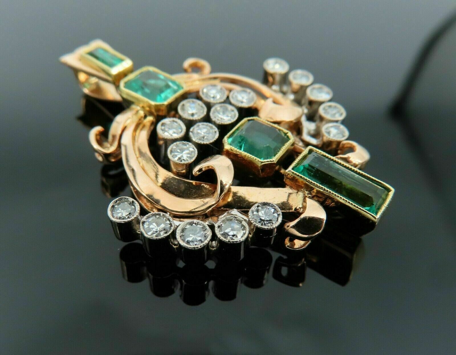 Lab Created Emerald Unique Pendant 3Ct Emerald Cut 14K Yellow Gold Plated Silver