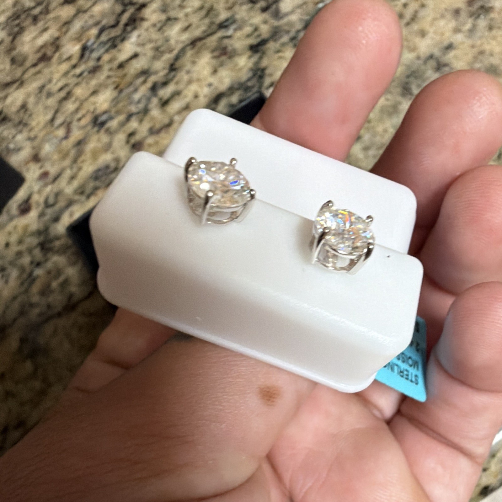 2.4 CTW VVSD Round Moissanite 7 MM Stud Earrings .925 Sterling Silver