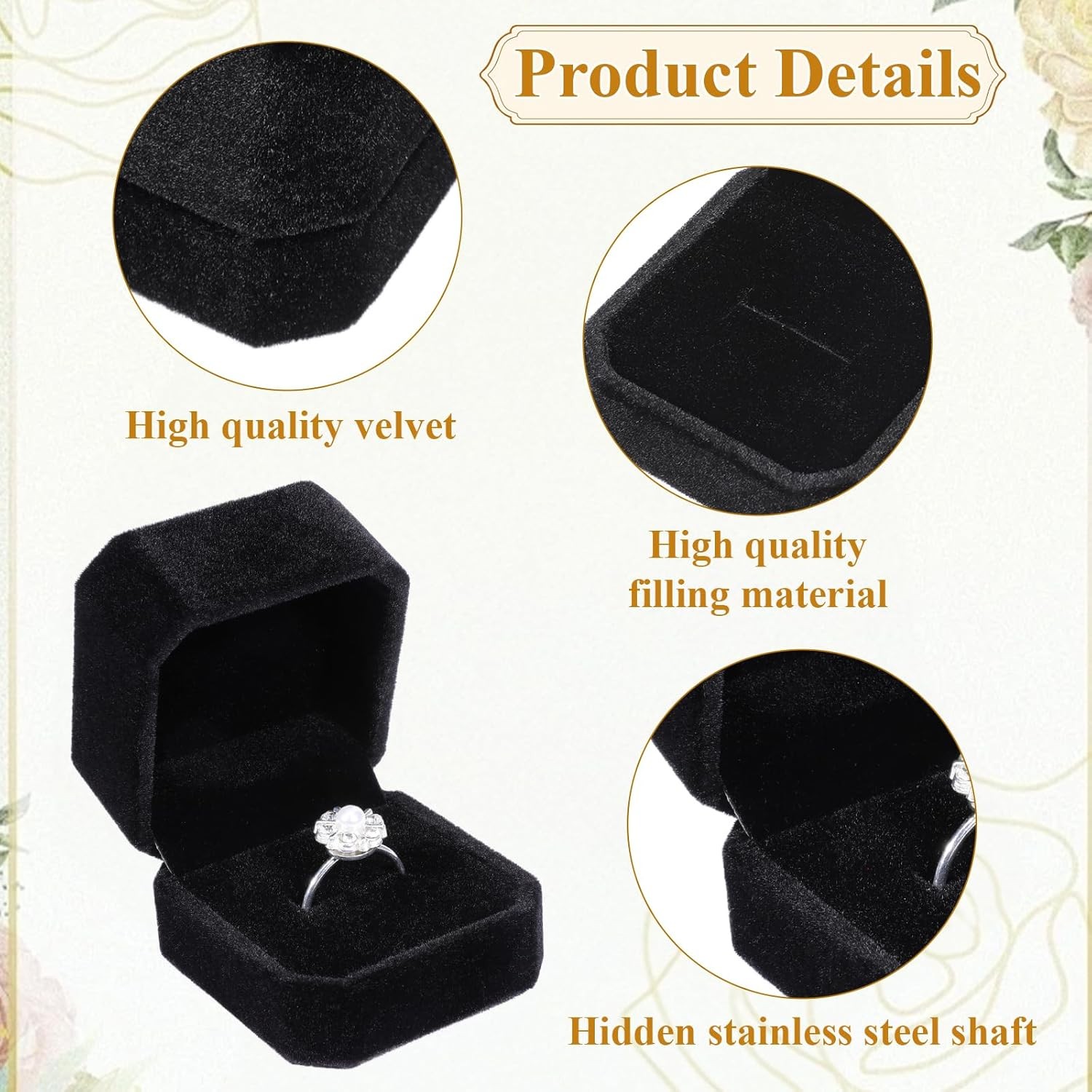 36 Pcs Black Velvet Ring Boxes Bulk, 2.13 X 1.97 X 1.54 Inch Rings Case Earring