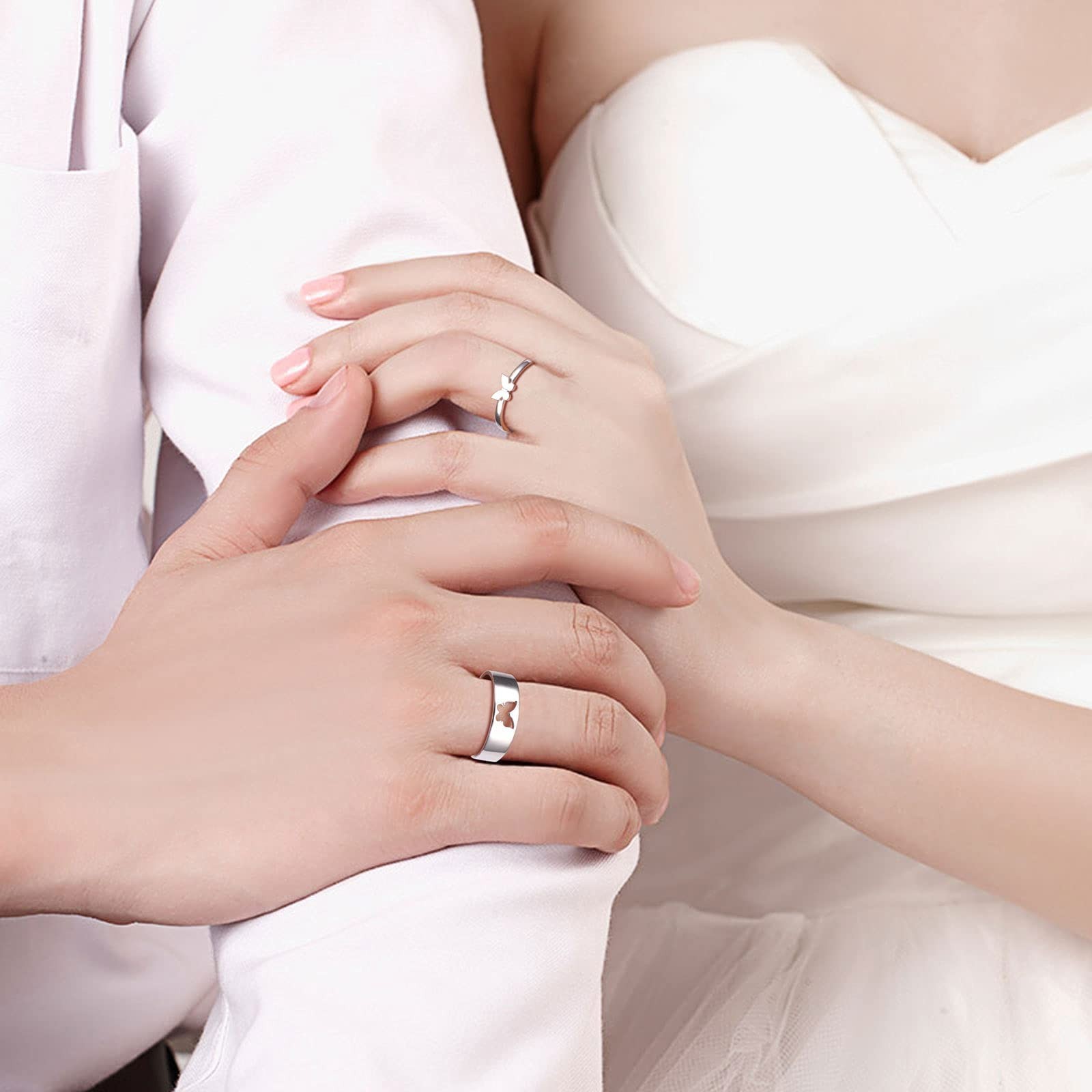 Sterling Silver Adjustable Promise Rings for Couples – Romantic Love Jewelry Gif