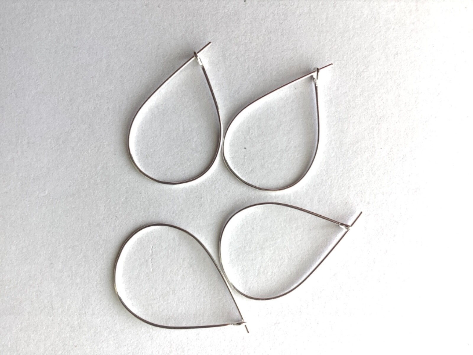 100 Bright Silver Plated Teardrop Hoop Ear Wires Ear Hooks