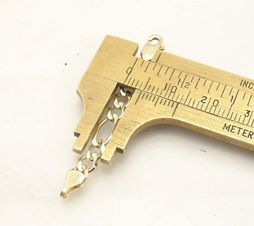 4.7mm Solid Royal Figaro Chain Necklace Bracelet Extender Real 14K Yellow Gold