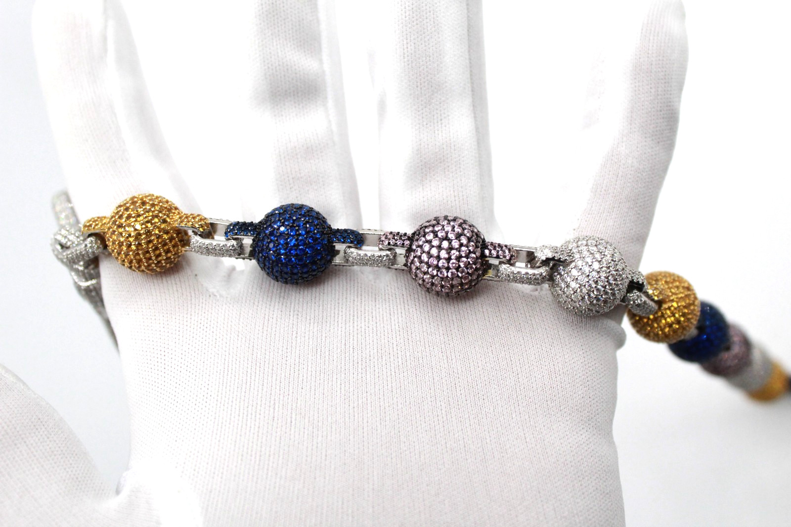 Custom Ball Link Pocket Chain, Moissanite 28.5″ 377 Grams .925
