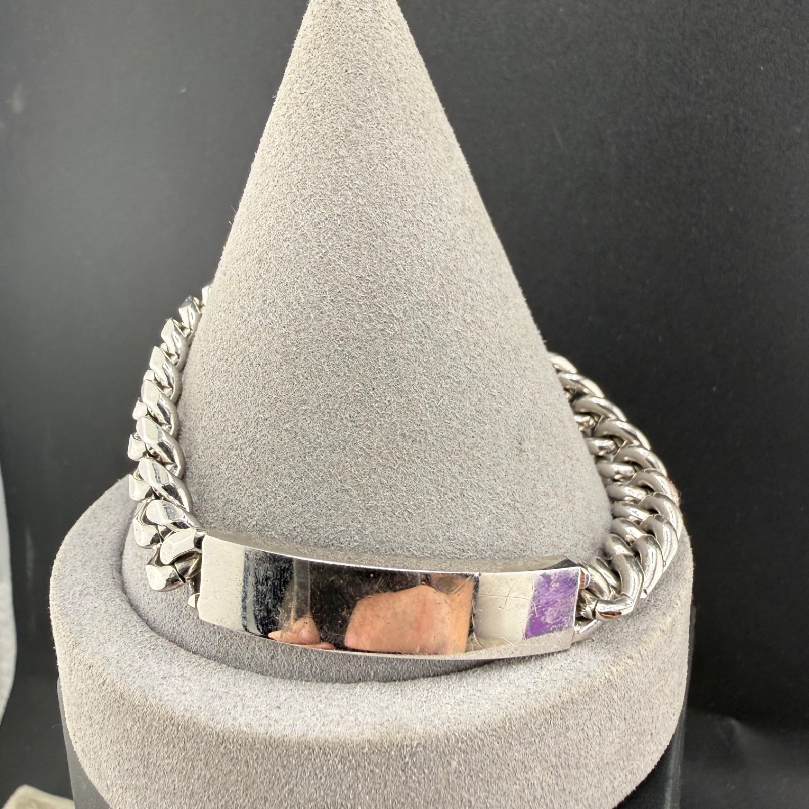 Vintage ID Bracelet Silver Tone Adjustable Not Engraved 8.5”