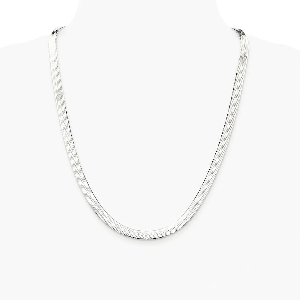 Sterling Silver Rhodium-Plated 7.3mm Magic Herringbone Chain Necklace 16″-24″