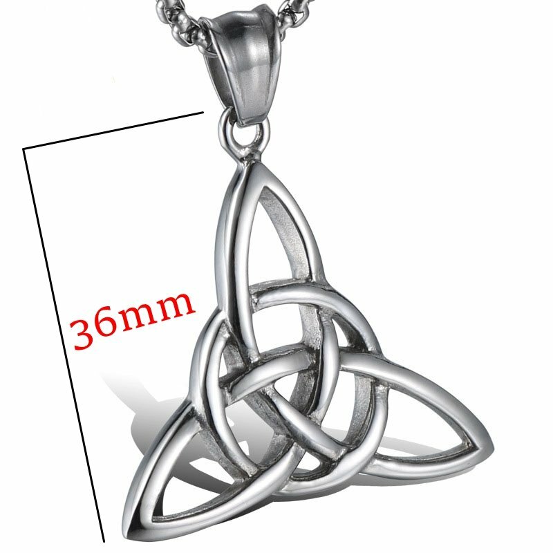MENDEL Irish Celtic Triquetra Trinity Knot Pendant Necklace Stainless Steel Set