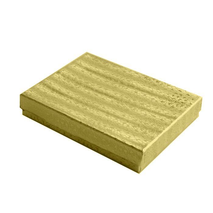 100 Gold Foil Cotton Filled Boxes Jewelry Gift Box 5-3/8″ x 3-7/8″ x 1″