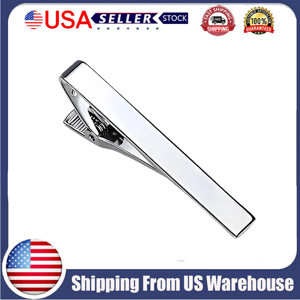 2.2″ Inches Stainless Steel Tie Clip Bar Necktie Silver Mens Silver Clasp Clamp