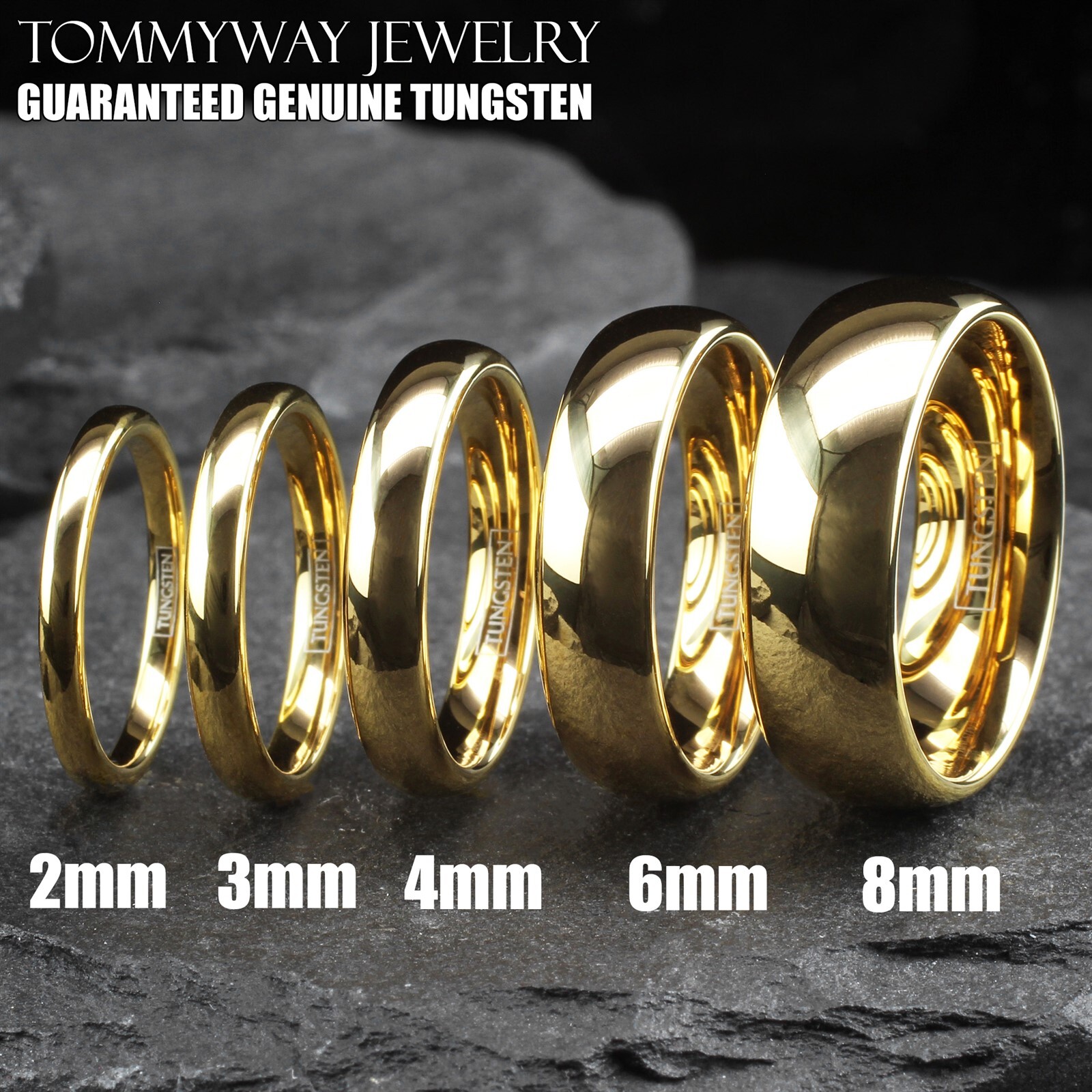 Tungsten Carbide 14K Gold Plated Polished Plain Wedding Band Ring Comfort Fit