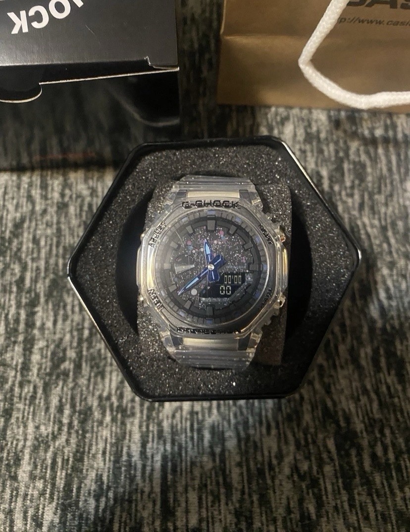 Casio G-SHOCK Analog-Digital Clear Resin Octagon 200m Watch w/ Box Manual