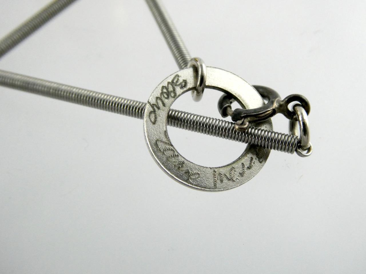 Sterling Silver Clasp Mixed Metals Spring and Golden Ball Atomic Necklace Signed
