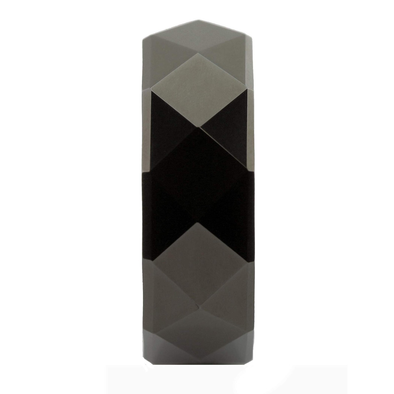 White Tungsten Carbide or Black Plated Multi Faceted Polished 6mm or 8mm Ring