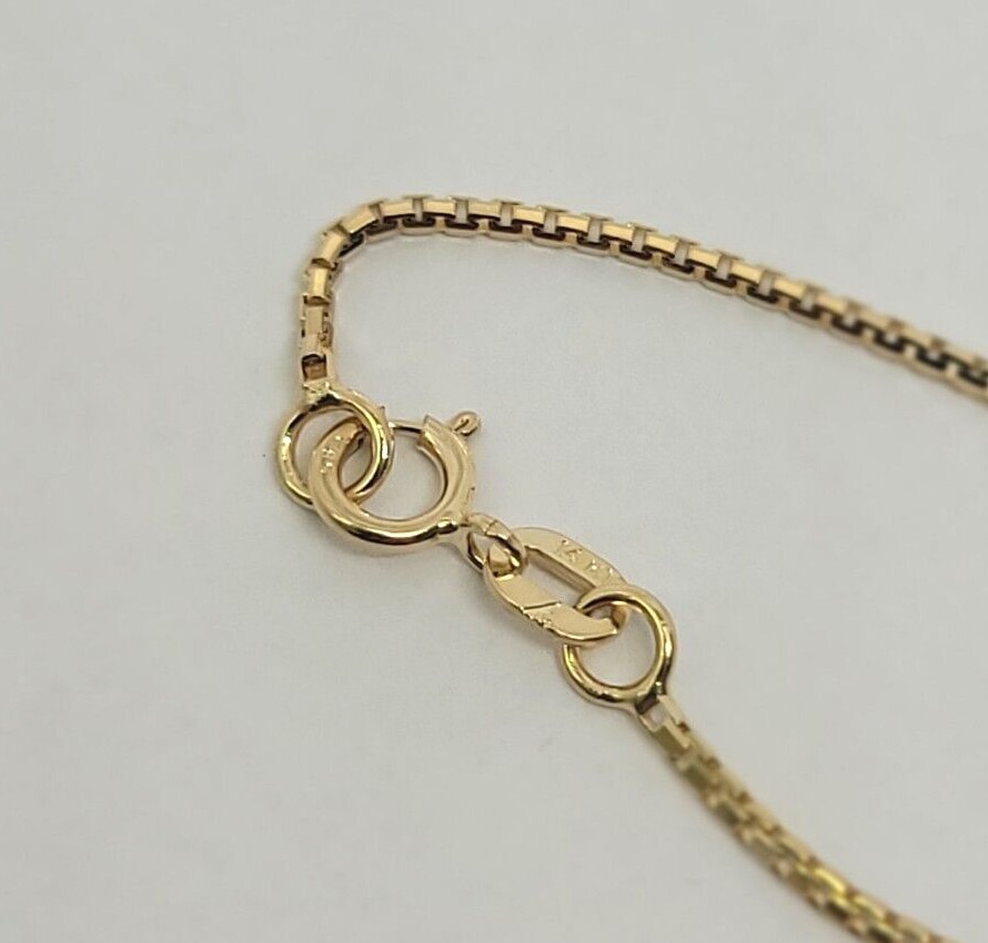 Authentic 14K Solid Yellow Gold Box Chain Necklace 0.55mm-0.9mm All Size 16″-24″