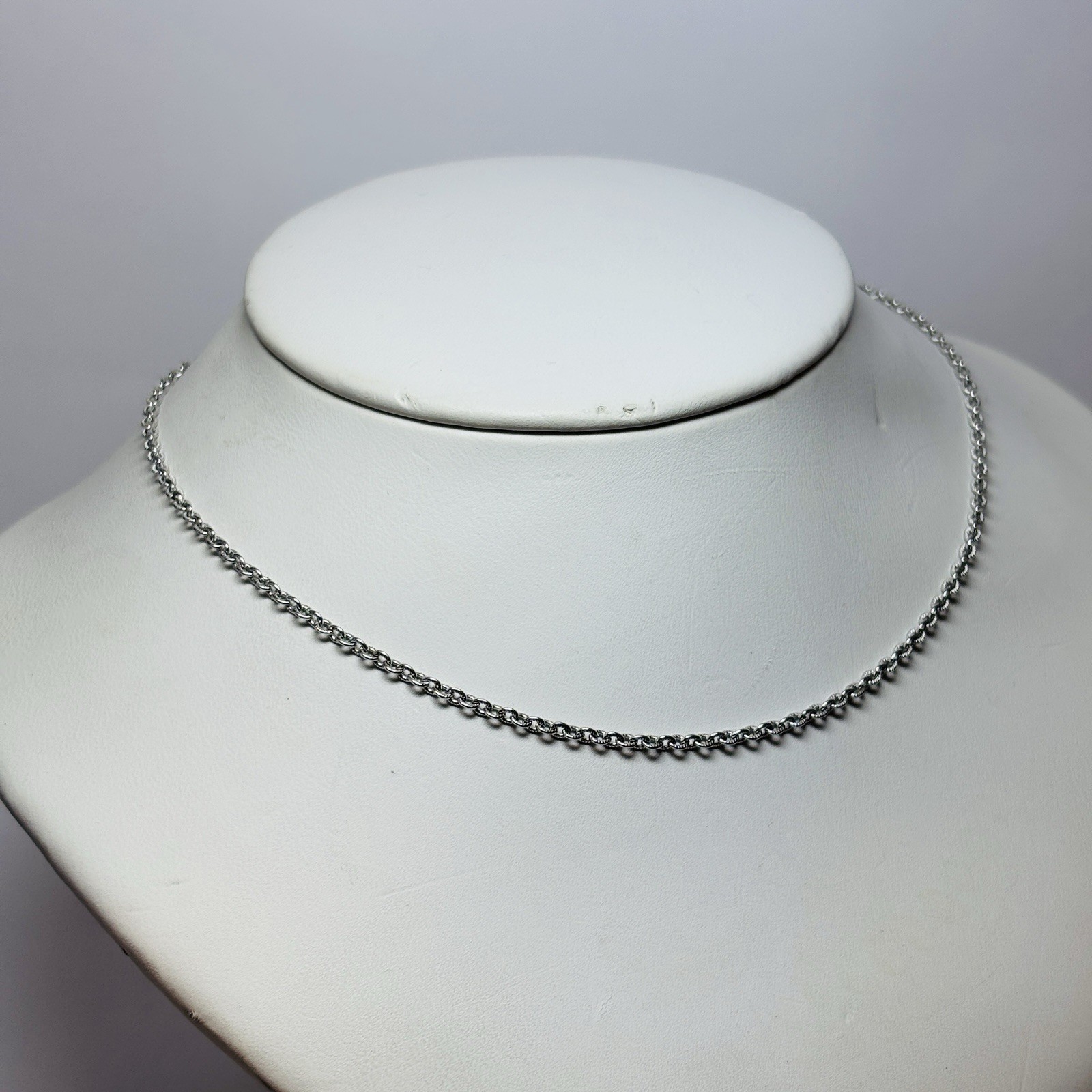 Judith Ripka Sterling 925 Silver Rolo Link Chain Necklace 17in -.14