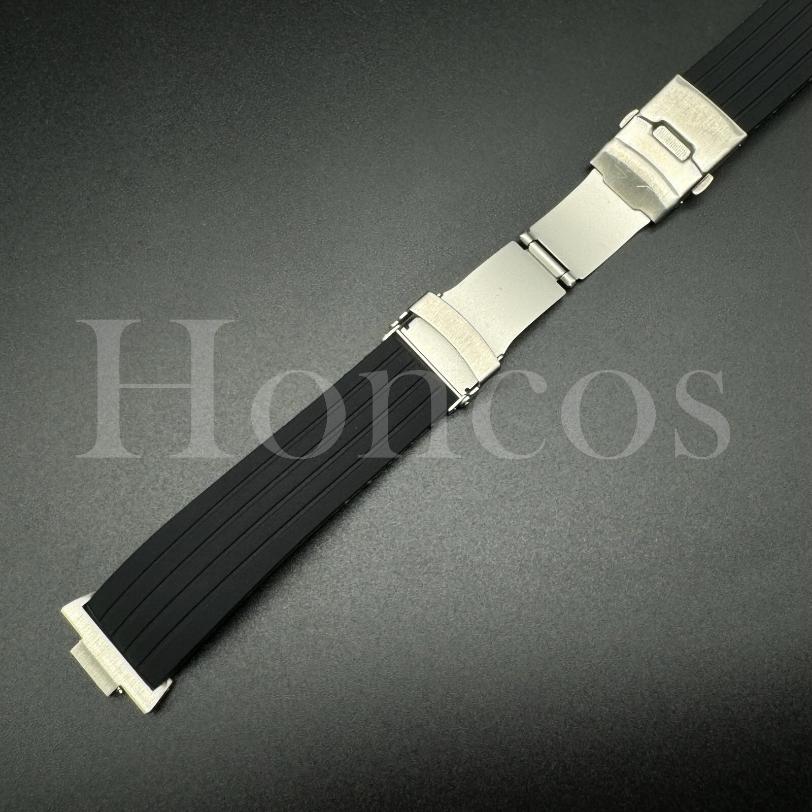Replacement Black Rubber Watch Strap Fits for Tissot PRX Clasp and Adapter