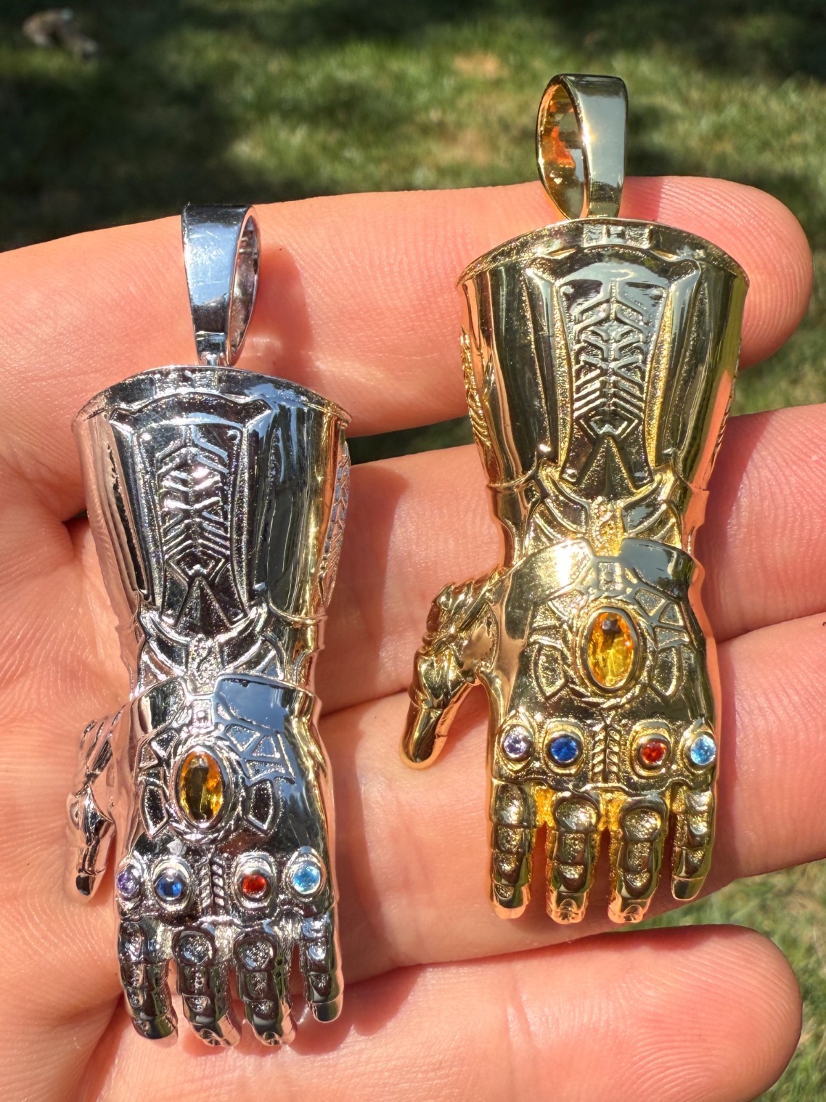 Limited Edition Thanos Infinity Hand Glove Gauntlet 925 Sterling Silver Pendant