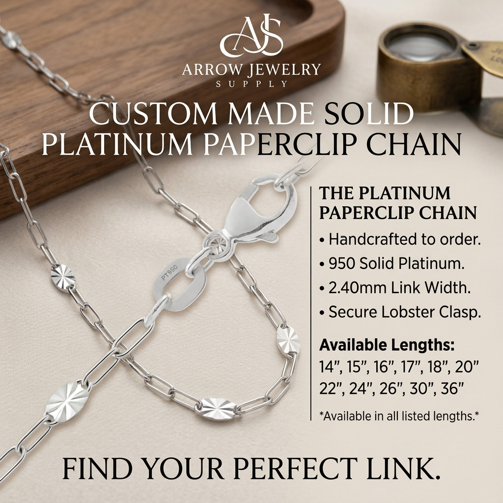950 Platinum Paperclip Chain 2.4mm With Starburst Accent Stations