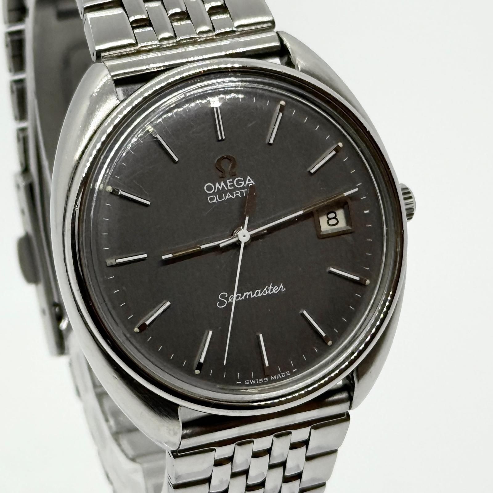 Junk working OMEGA Watch Seamaster Grey Silver Quartz 38.4mm Auth Rare Men’s #30