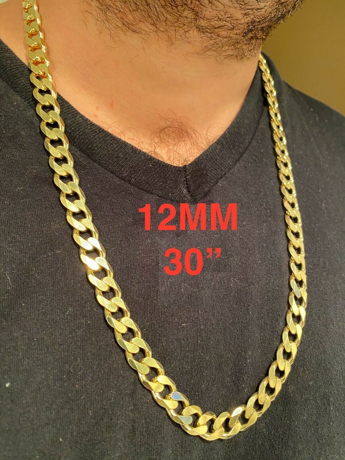 Real 14k Gold Plated Solid 925 Sterling Silver Curb Miami Cuban Chain Bracelet