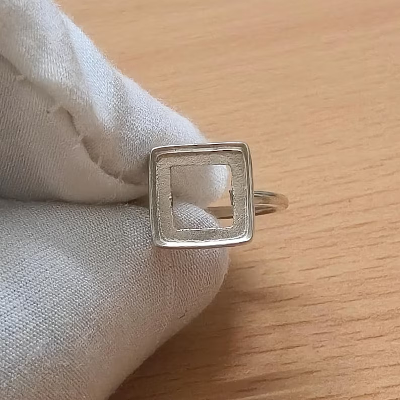 925 Sterling Silver 10mm Square Bezel Cup Setting Blank DIY Jewelry Handmade