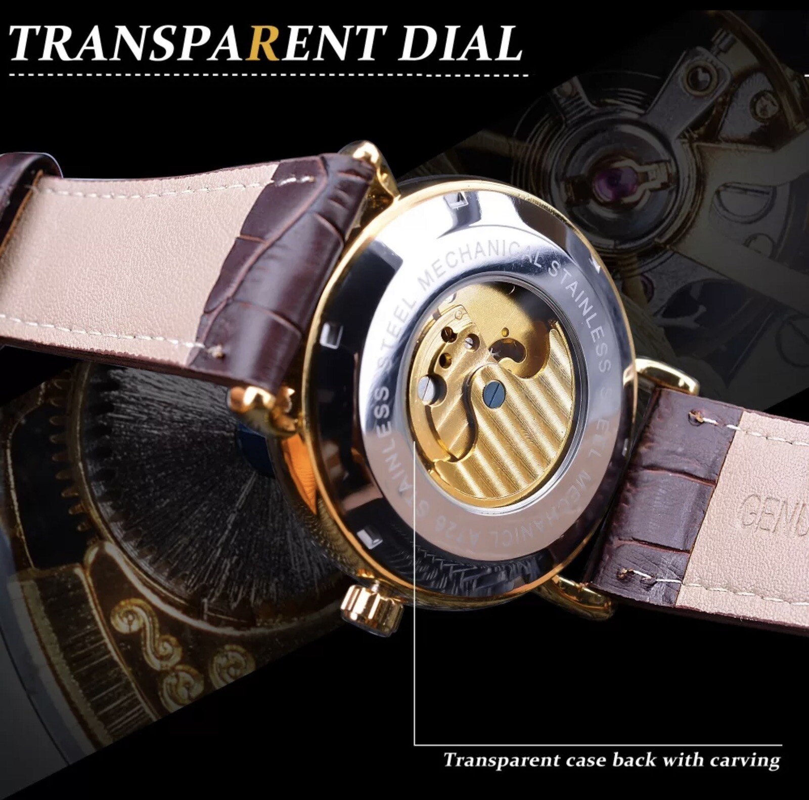⌚￼ Forsining Men’s Automatic Self Winding Moon Dial Self Winding Business Watch