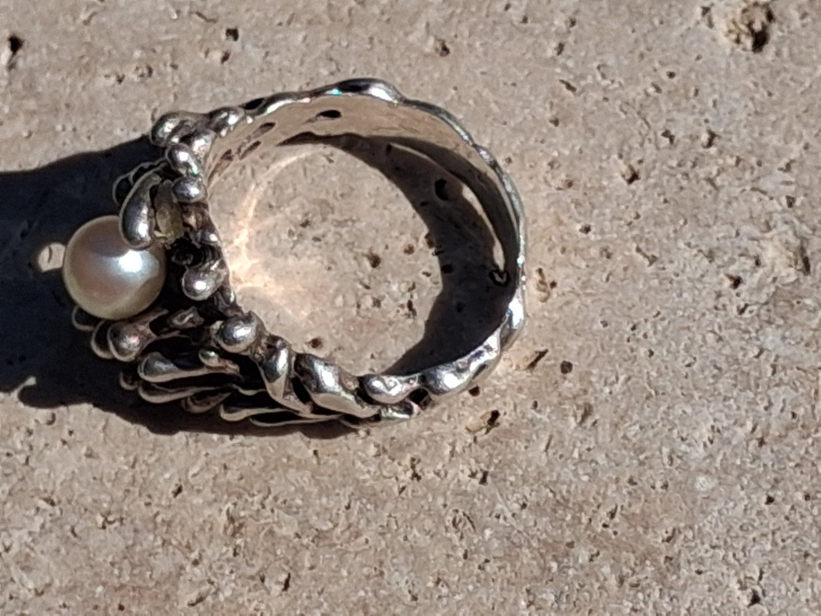 Unique Vintage Ring With Single Pearl By Designer AK