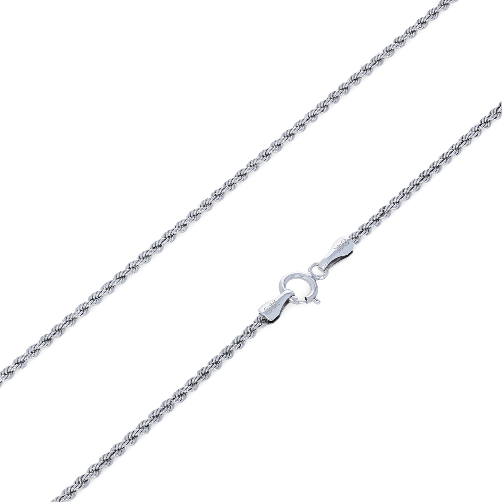 10K White Gold 1.5mm-7mm Diamond Cut Rope Chain Necklace Mens Womens 16″-30″