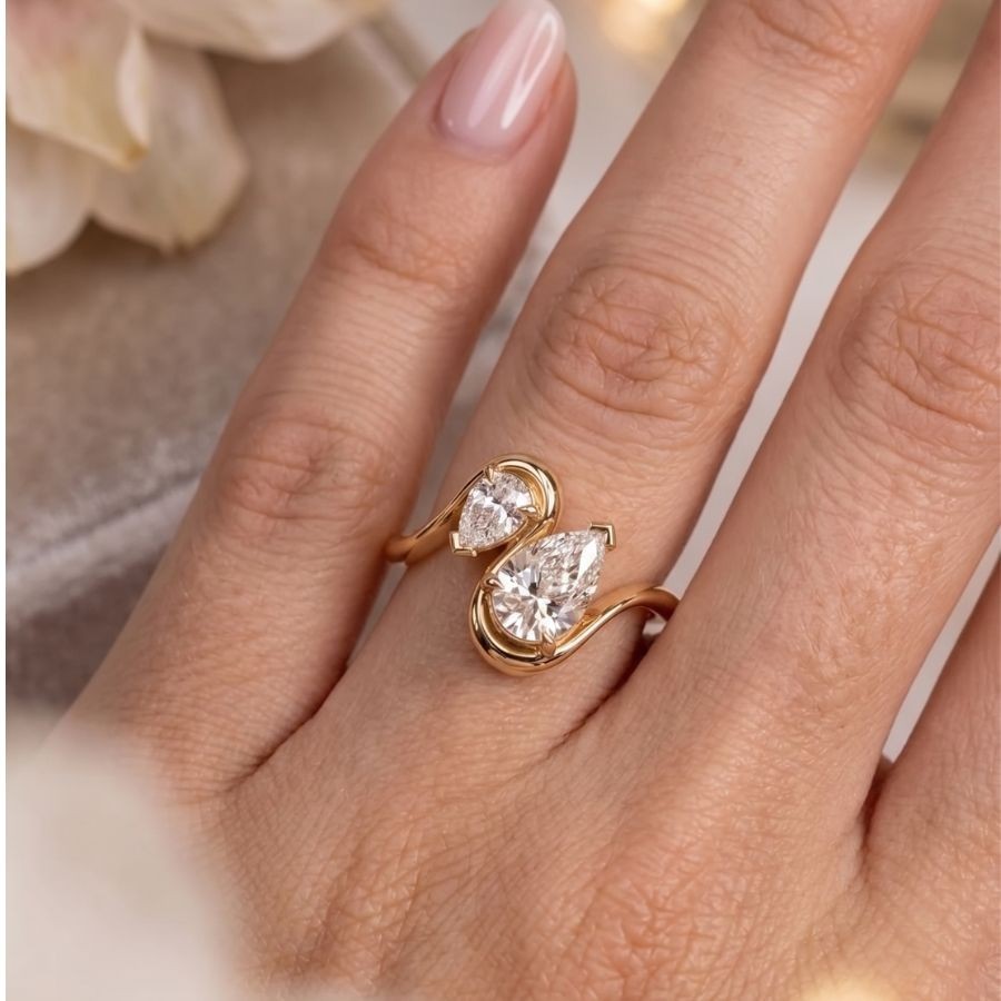 2.00 Ct Pear-Cut VS1 Lab Grown Diamond Wedding Engagement Ring 14k Yellow Gold