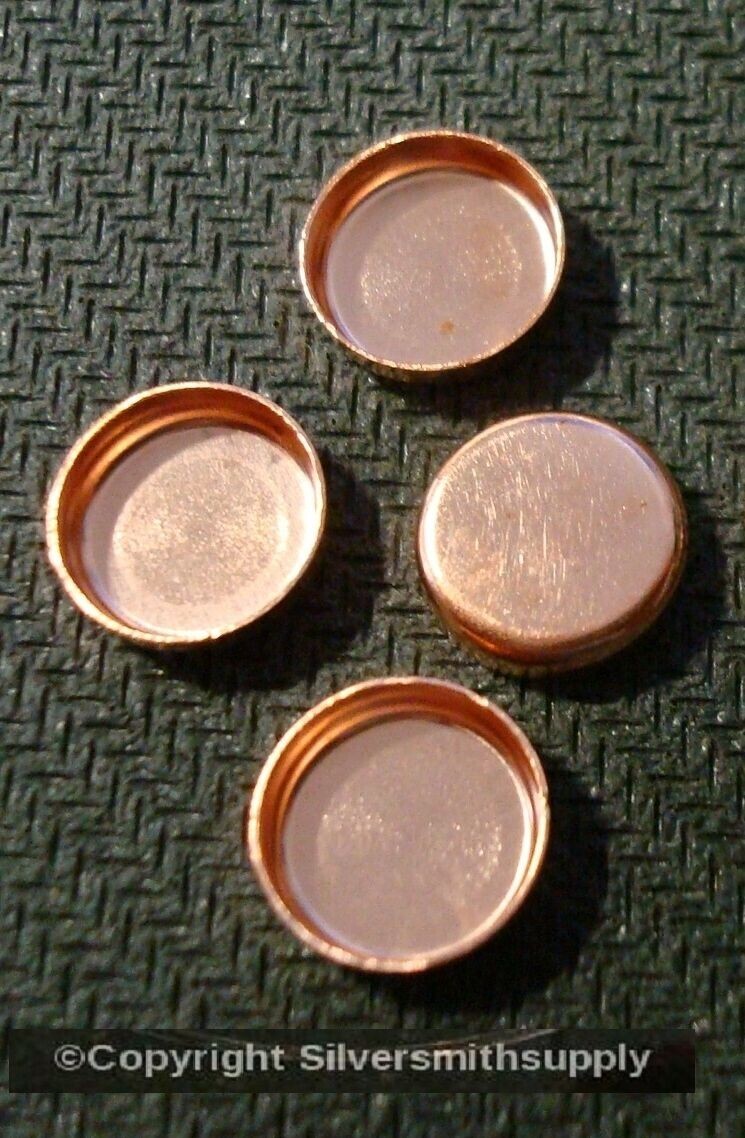 Bezel cups copper 8mm round machine made smooth edge 4 bezel cups BC016