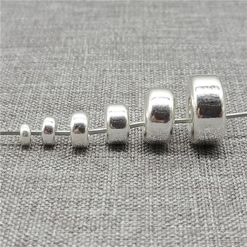 925 Sterling Silver Shiny Tire Donut Beads Spacers 3mm 4mm 5mm 6mm 7mm 8mm 10mm