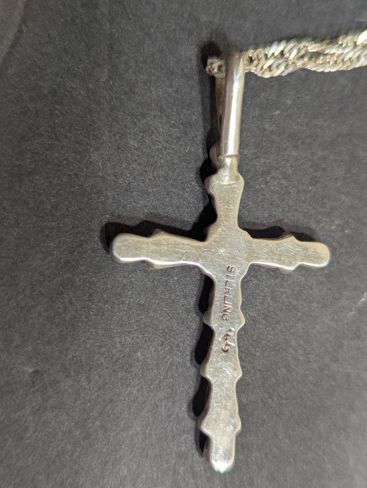Multi-Stone Sterling Silver Cross Pendant Necklace